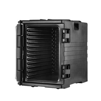 Insulated Food Pan Carrier, 82 Qt Hot Box för catering, LLDPE Food Box Carrier med dubbla spännen, frontmatad matvärmare med handtag, stapelbar ändlastare för restaurang, matsal, etc. Bla