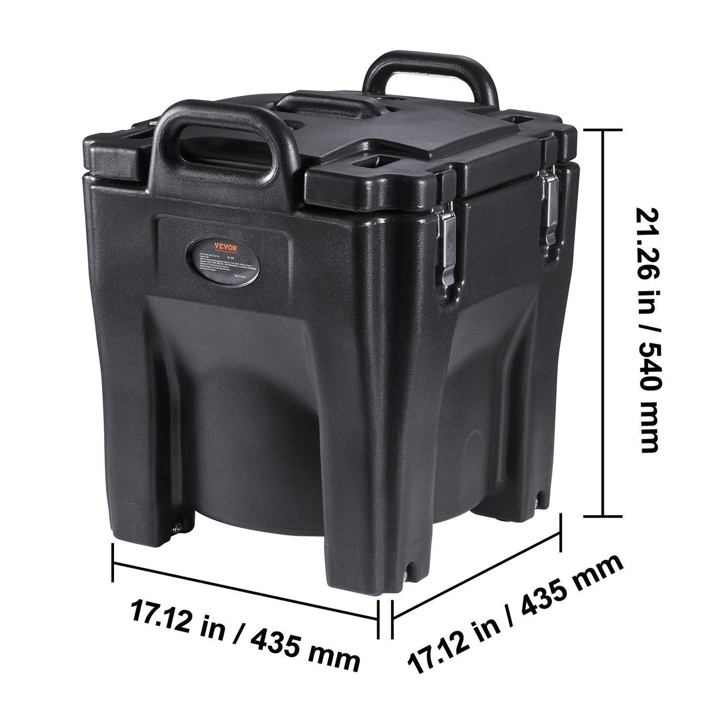 Insulated Food Carrier, 32Qt Capacity, Stackable Catering Hot Box w/Stainless Steel Barrel, Top Load LLDPE Food Warmer w/Integral Handles Buckles Stationary , for Restaurant Canteen, Black