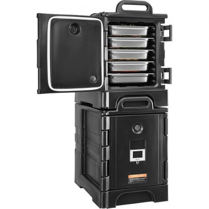 Insulated Food Pan Carrier, 81 Qt x 2 Pack Hot Box for Catering, Food Box Carrier with Double Buckles, Front Loading Food Warmer with Handles, Stackable End Loader for Restaurant, Canteen