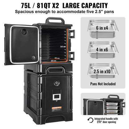 Insulated Food Pan Carrier Stapelbar Catering Dishbox 81QTx 2 Skavfat