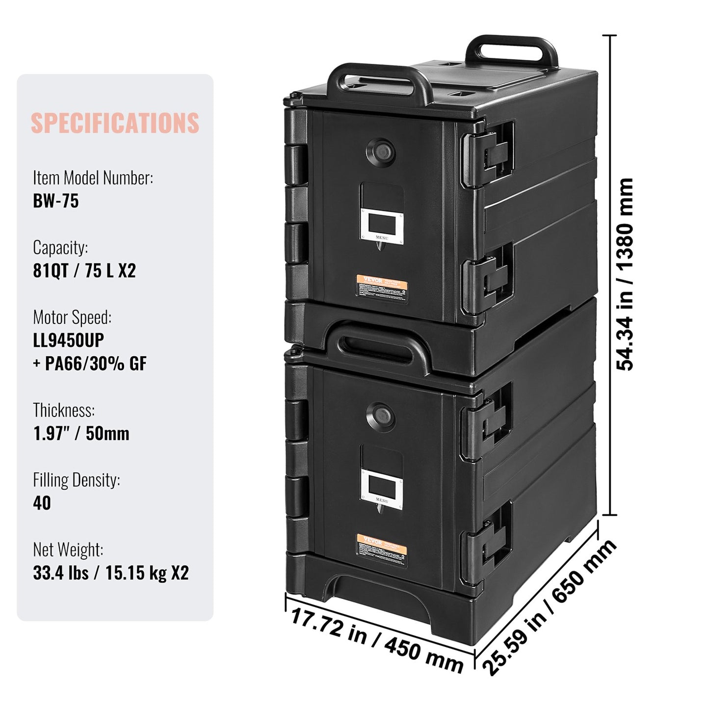 Insulated Food Pan Carrier Stapelbar Catering Dishbox 81QTx 2 Skavfat