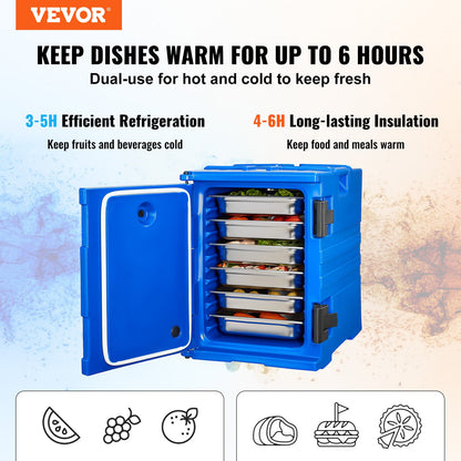 Insulated Food Pan Carrier, 95 Qt Hot Box for Catering, Food Box Carrier with Double Buckles, Front Loading Food Warmer with Handles, Stackable End Loader for Restaurant, Canteen