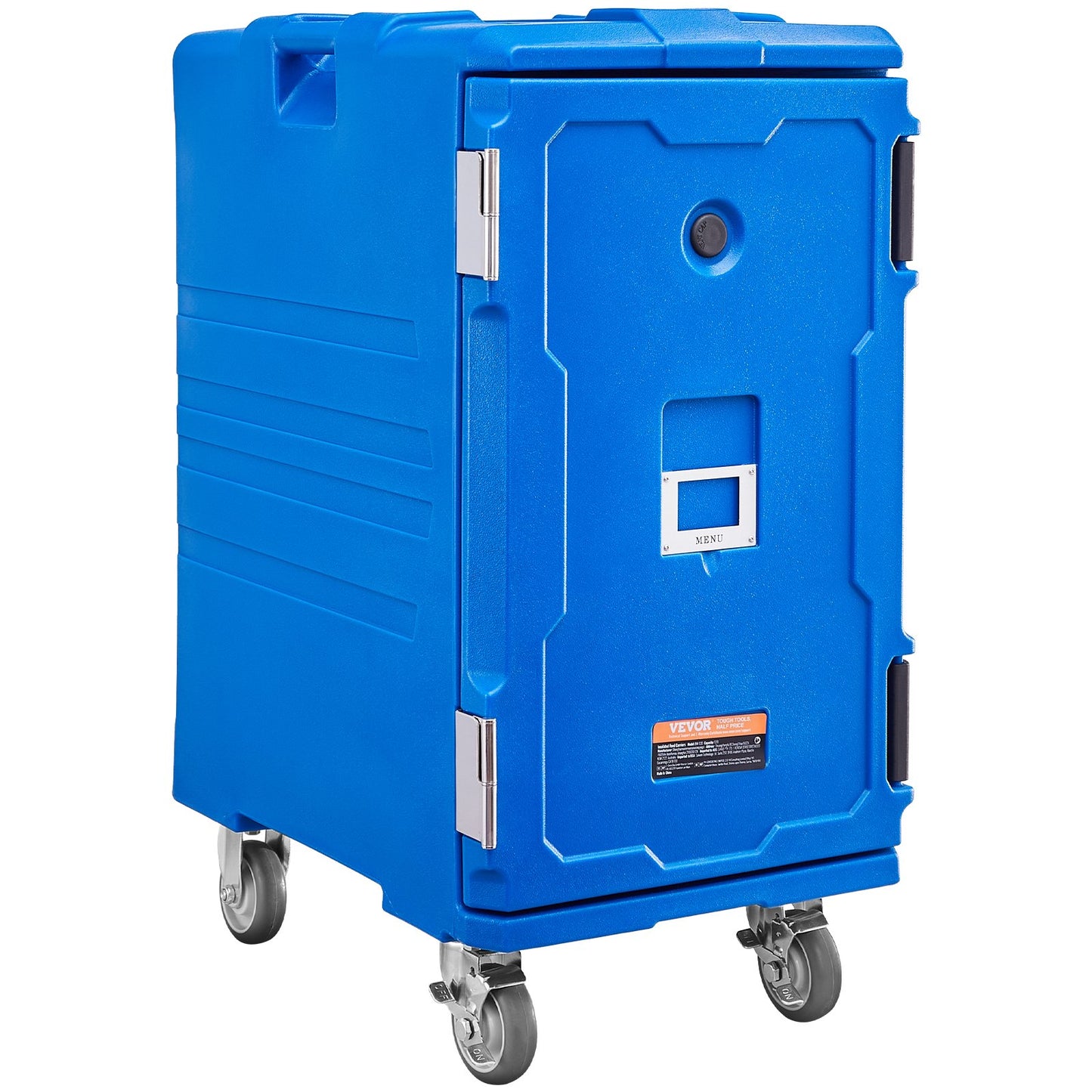 Insulated Food Pan Carrier, 127 Qt Hot Box for Catering, Food Box Carrier with Double Buckles, Front Loading Food Warmer with Handles, End Loader with Wheels for Restaurant, Canteen