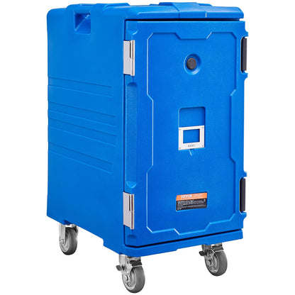 Insulated Food Pan Carrier, 127 Qt Hot Box for Catering, Food Box Carrier with Double Buckles, Front Loading Food Warmer with Handles, End Loader with Wheels for Restaurant, Canteen