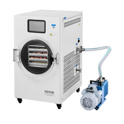 Vacuum Freeze Dryer Machine, 8.8-13.2 LBS/Batch Food Freeze Drying Machine with 4-Layer Trays, Vacuum Pump, Adjustable Timer and Temperature Control, for Fruits Vegetables Meat, White