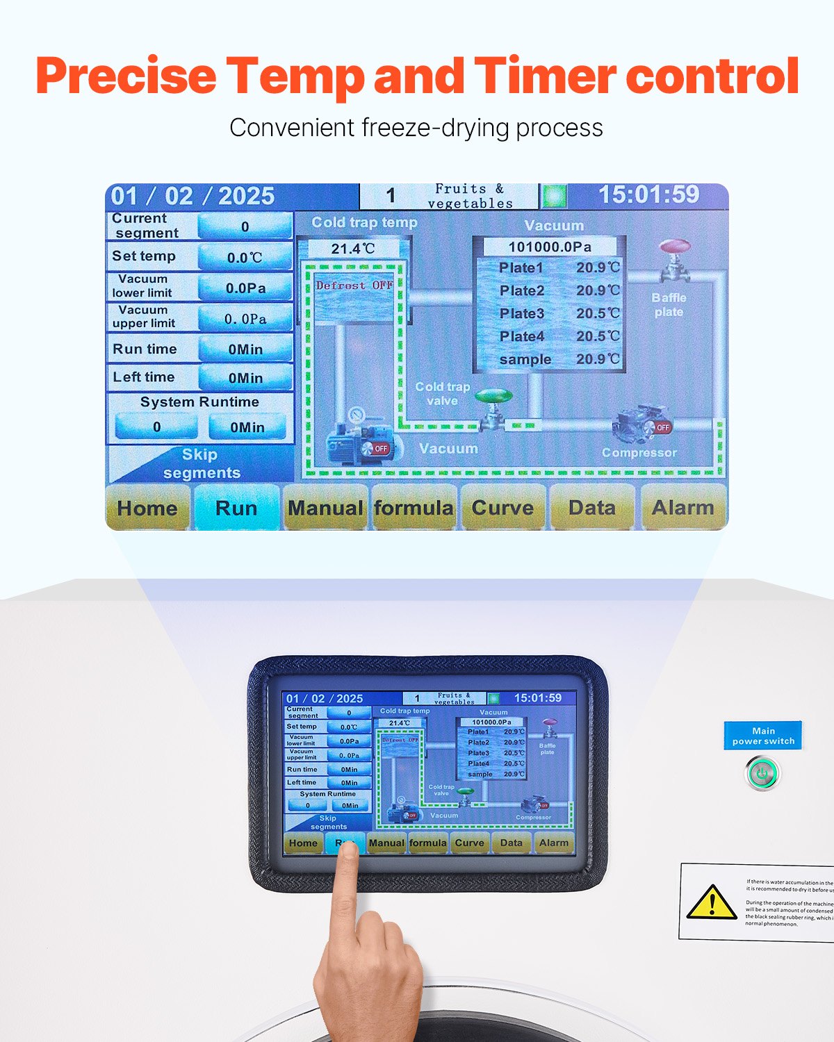 Vacuum Freeze Dryer Machine, 8.8-13.2 LBS/Batch Food Freeze Drying Machine with 4-Layer Trays, Vacuum Pump, Adjustable Timer and Temperature Control, for Fruits Vegetables Meat, White