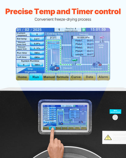 Vacuum Freeze Dryer Machine, 8.8-13.2 LBS/Batch Food Freeze Drying Machine with 4-Layer Trays, Vacuum Pump, Adjustable Timer and Temperature Control, for Fruits Vegetables Meat, Black