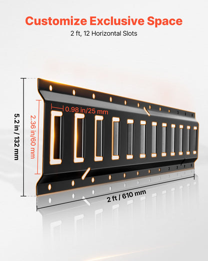 E-Track Tie-Down Rail Kit, 4 Pack 2 ft E Track Rails, 20 Pcs Includes 2 Ratchet Straps & 4 O-Rings & 4 Tie-Offs with D-Ring & 2 Single Slots & 8 End Caps, Fit for Garages Vans Trailers