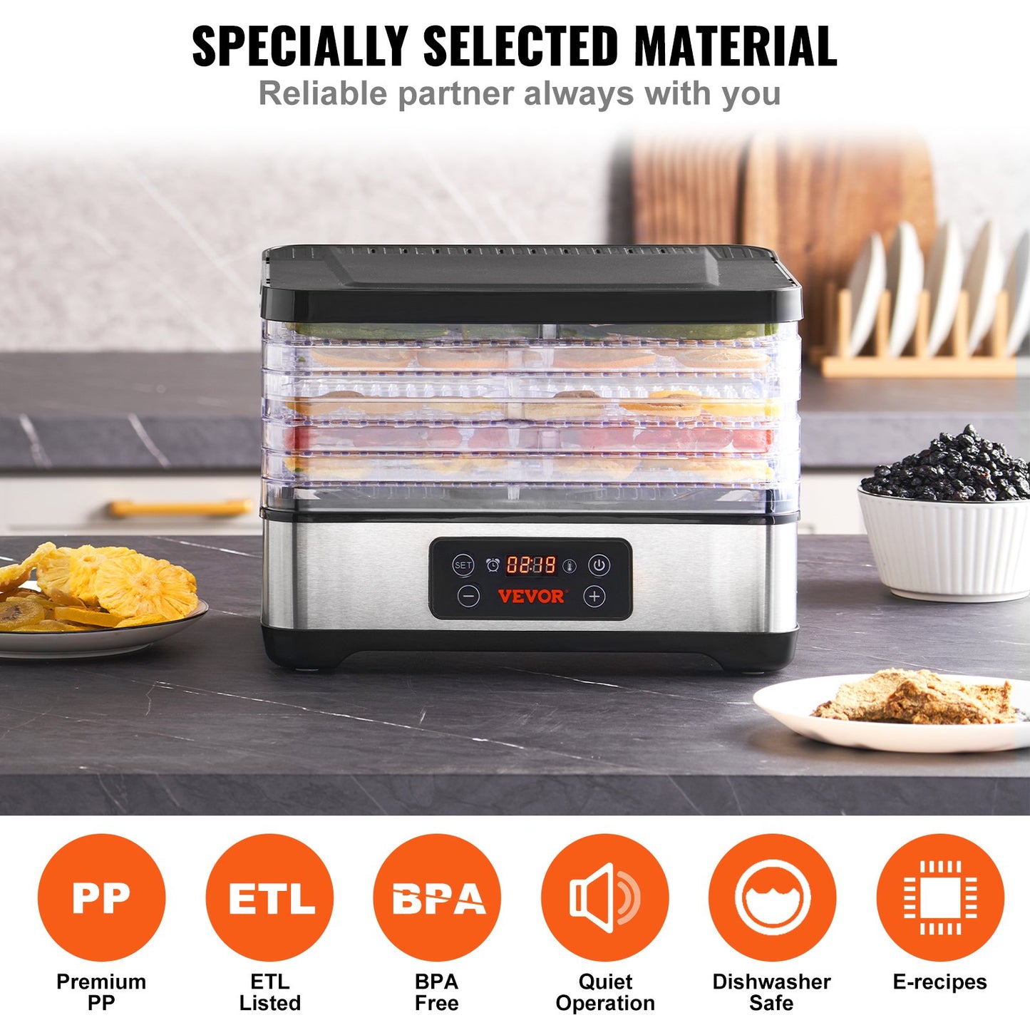 Food Dehydrator Machine, 5-Tray Fruit Dehydrator, 300W Electric Food Dryer w/ Digital Adjustable Timer & Temperature for Jerky, Herb, Meat, Beef, Fruit, Dog Treats and Vegetables, ETL Listed