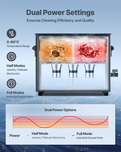 6L Ultrasonic Cleaner, Professional Ultrasonic Cleaner Machine with Knob Control, Stainless Steel Cleaning Machine with Basket and Cleaning Ball, for Watches, Razors, Jewelry, Coins and More