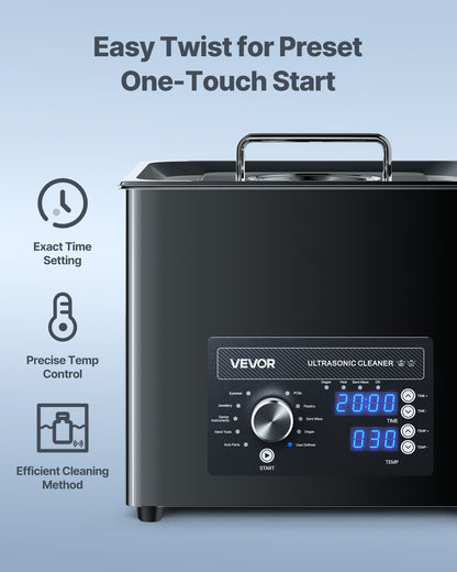 10L Ultrasonic Cleaner, Professional Ultrasonic Cleaner Machine with Knob Control, Stainless Steel Cleaning Machine with Basket and Cleaning Ball, for Watches, Razors, Jewelry, Coins and More