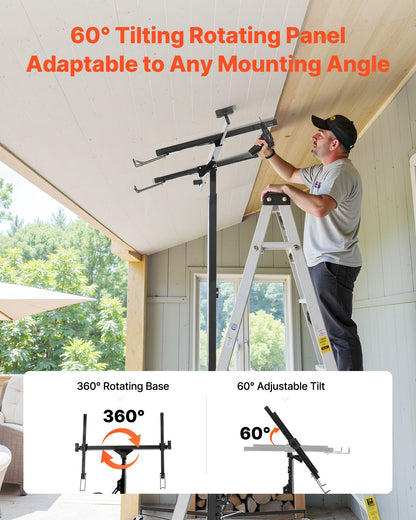 11ft Drywall Lift, Heavy-Duty 150 lbs Sheetrock Hoist with Adjustable Telescoping Arm, Lockable Wheels, Drywall Lifter Panel Jack Hoist Tools Ideal for Ceiling & Wall Installation (Black)