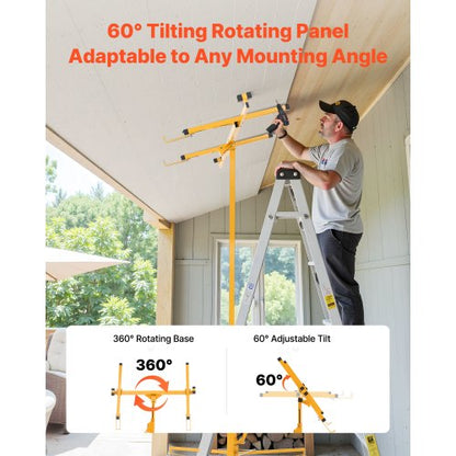 3353 mm gipslyft, kraftig 68 kg gipskivotlyft med justerbar teleskoparm, låsbara hjul, gipslyft, paneldomkraft, lyftverktyg, idealisk för tak- och vägginstallation (gul) |  EU