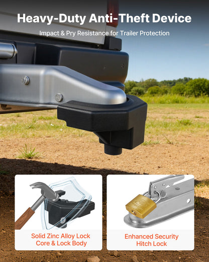Trailer Hitch Lock Kit, Compatible with 2-5/16 in Couplers, Heavy-Duty Anti-Theft Trailer Ball Lock with 3 Keys & Padlock, Prying-Resistant & Impact-Resistant, Fits for RVs, Boats, Trailers