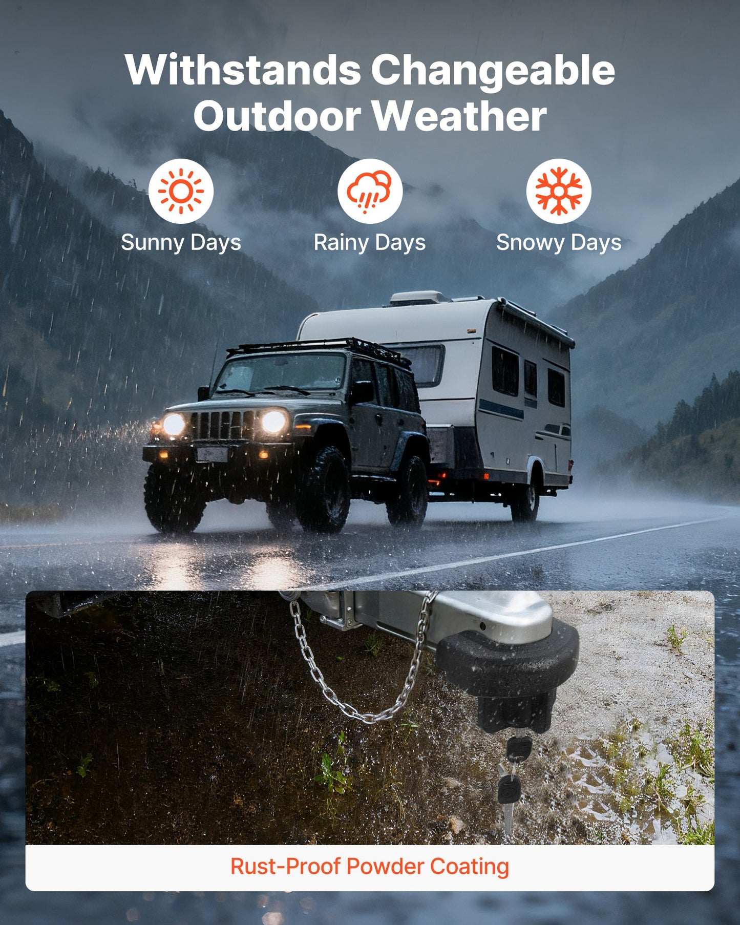 Trailer Hitch Lock, Compatible with 2 Inch Couplers, Heavy-Duty Anti-Theft Trailer Ball Lock with 3 Keys, Prying-Resistant & Impact-Resistant, Fits for RVs, Boats, Off-Road Vehicles, Trailers