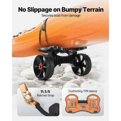 Kajakvagn, 136,1 kg lastkapacitet, Hopfällbar kajakvagn med 25,4 cm massiva gummidäck och 1 spärrrem, Paddleboardvagn för att bära kajaker, kanoter, paddleboards, flytmattor, Jon Boats |  EU