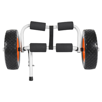 Kayak Cart, 200 lbs Load Capacity, Foldable Kayak Trolley with 10-inch Solid Rubber Tires & 1 Ratchet Strap, Paddle Board Trolley for Carrying Kayaks, Canoes, Paddleboards, Float Mats, Jon Boats