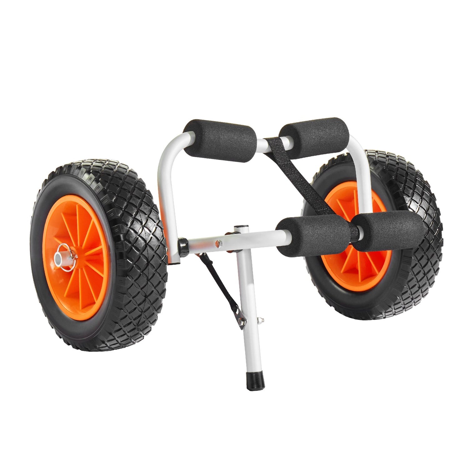 Kayak Cart, 200 lbs Load Capacity, Foldable Kayak Trolley with 10-inch Solid Rubber Tires & 1 Ratchet Strap, Paddle Board Trolley for Carrying Kayaks, Canoes, Paddleboards, Float Mats, Jon Boats