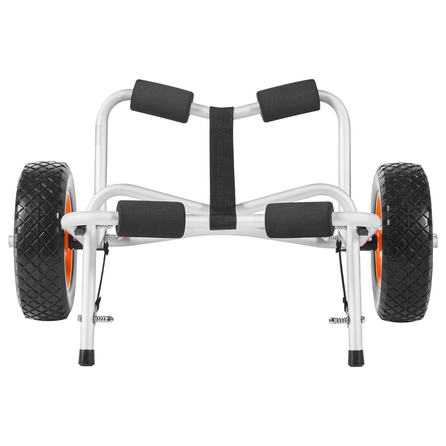 Kayak Cart, 250 lbs Load Capacity, Foldable Kayak Trolley with 10-inch Solid Rubber Tires & 1 Ratchet Strap, Paddle Board Trolley for Carrying Kayaks, Canoes, Paddleboards, Float Mats, Jon Boats