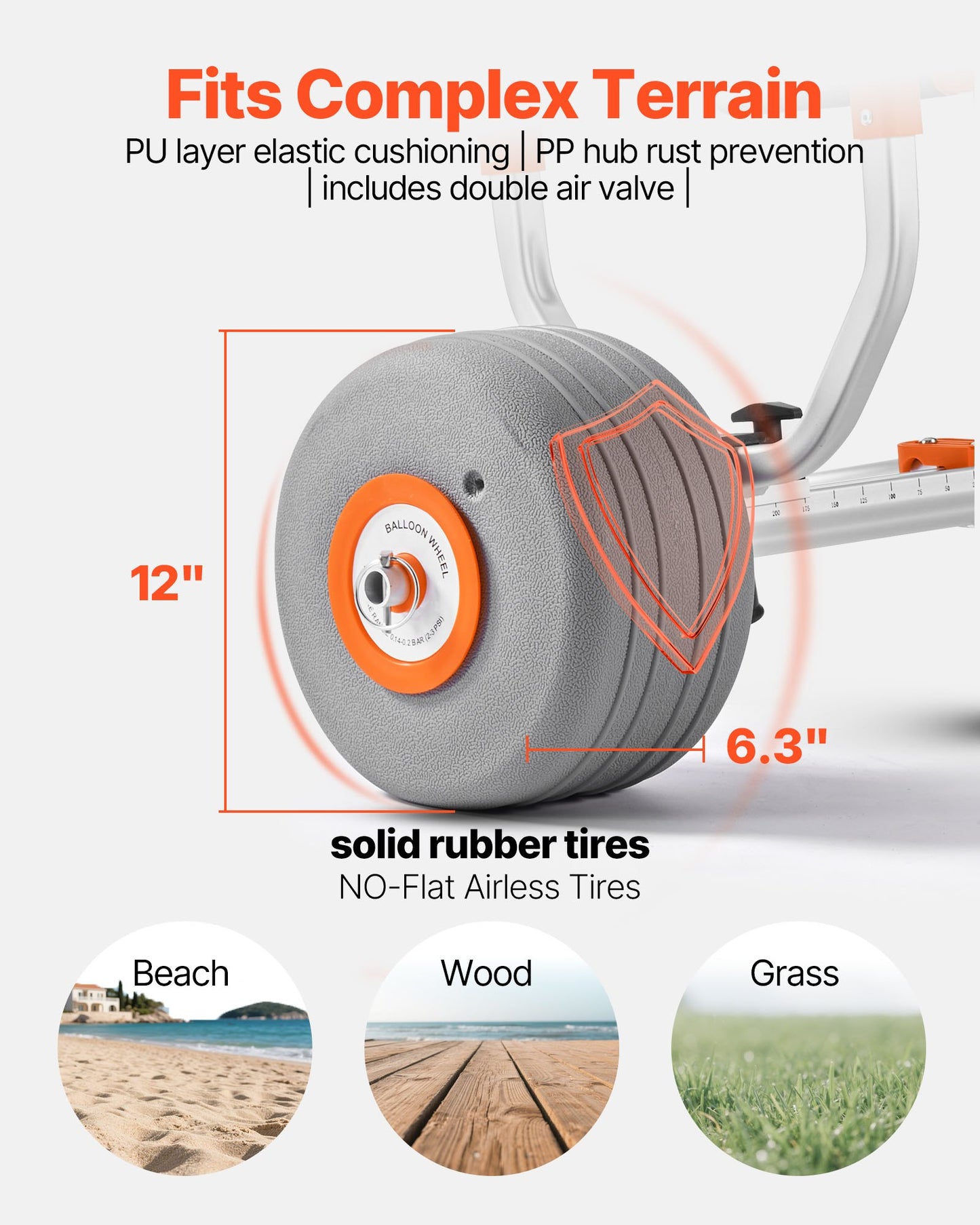 Kayak Cart, 350 lbs Load Capacity, Kayak Trolley with 12-inch Inflatable PU Tires & 2 Straps, Assembles & Disassembles Within Seconds, Paddle Board Trolley for Carrying Kayaks and Canoes