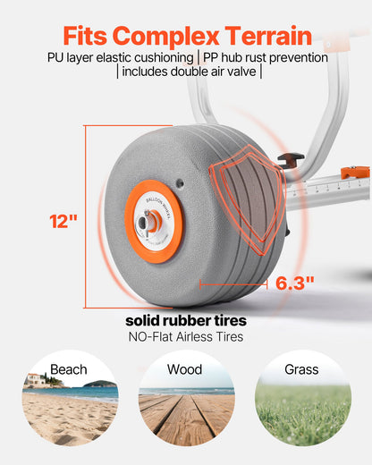 Kayak Cart, 350 lbs Load Capacity, Kayak Trolley with 12-inch Inflatable PU Tires & 2 Straps, Assembles & Disassembles Within Seconds, Paddle Board Trolley for Carrying Kayaks and Canoes