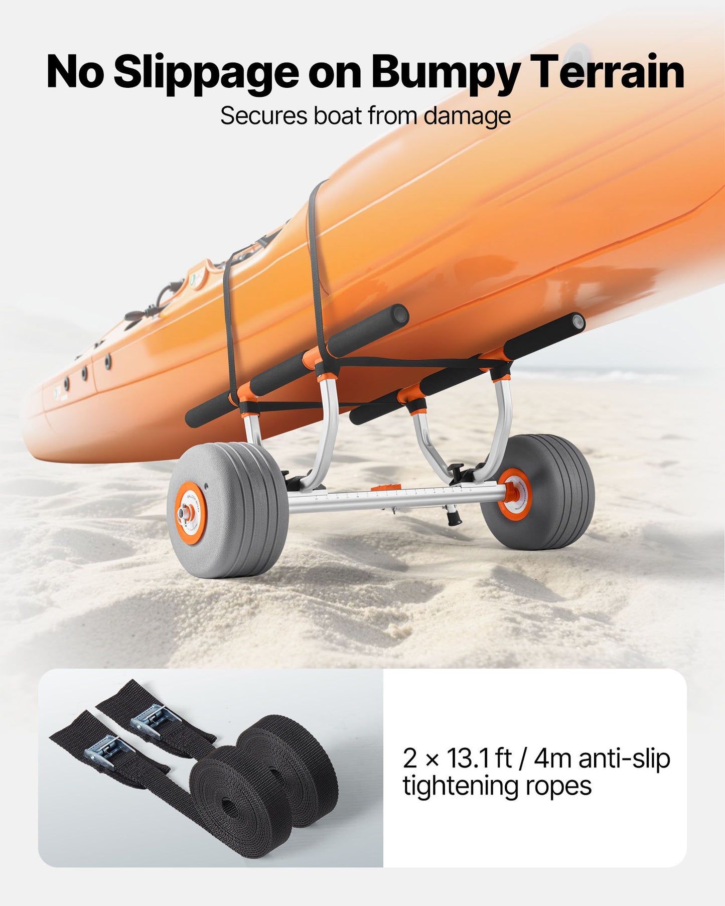 Kayak Cart, 350 lbs Load Capacity, Kayak Trolley with 12-inch Inflatable PU Tires & 2 Straps, Assembles & Disassembles Within Seconds, Paddle Board Trolley for Carrying Kayaks and Canoes