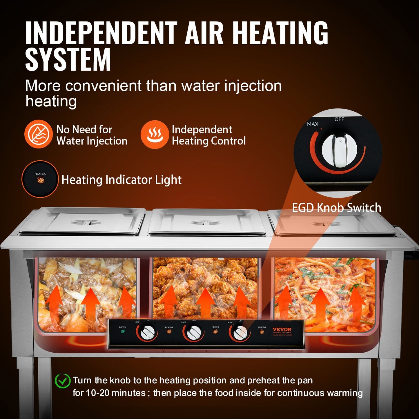 3-Pan Commercial Food Warmer, 3 x 20.6QT Electric Warm Table, 1500W Professional Buffet Catering Food Warmer with 4 Wheels (2 Lockable), Food Grade Stainless Steel Server for Party Restaurant