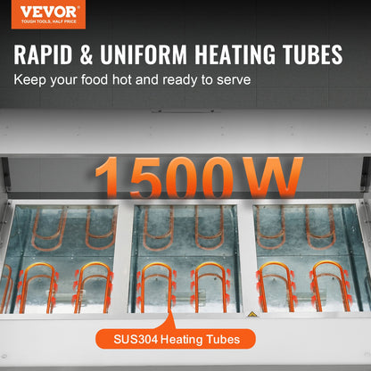 3-Pan Commercial Food Warmer, 3 x 20.6QT Electric Steam Table, 1500W Professional Buffet Catering Food Warmer with Acrylic Sneeze Guard, Food Grade Stainless Steel Server for Party Restaurant