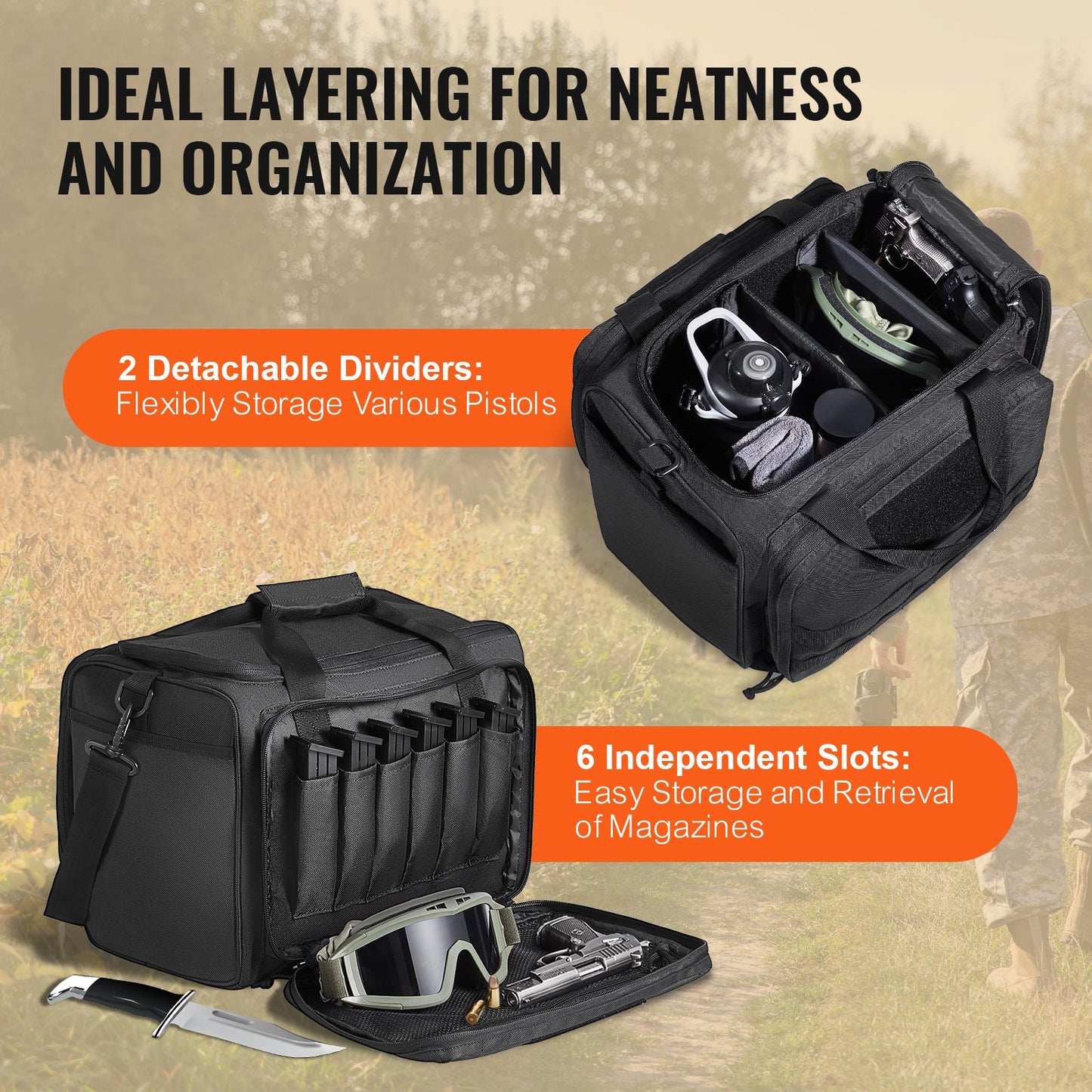 Range Bag för 3 Pistols Tactical Gun Range Bag Single Shoulder Strip Svart