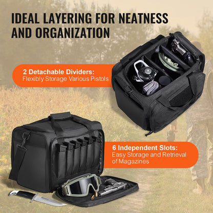 Range Bag för 3 Pistols Tactical Gun Range Bag Single Shoulder Strip Svart