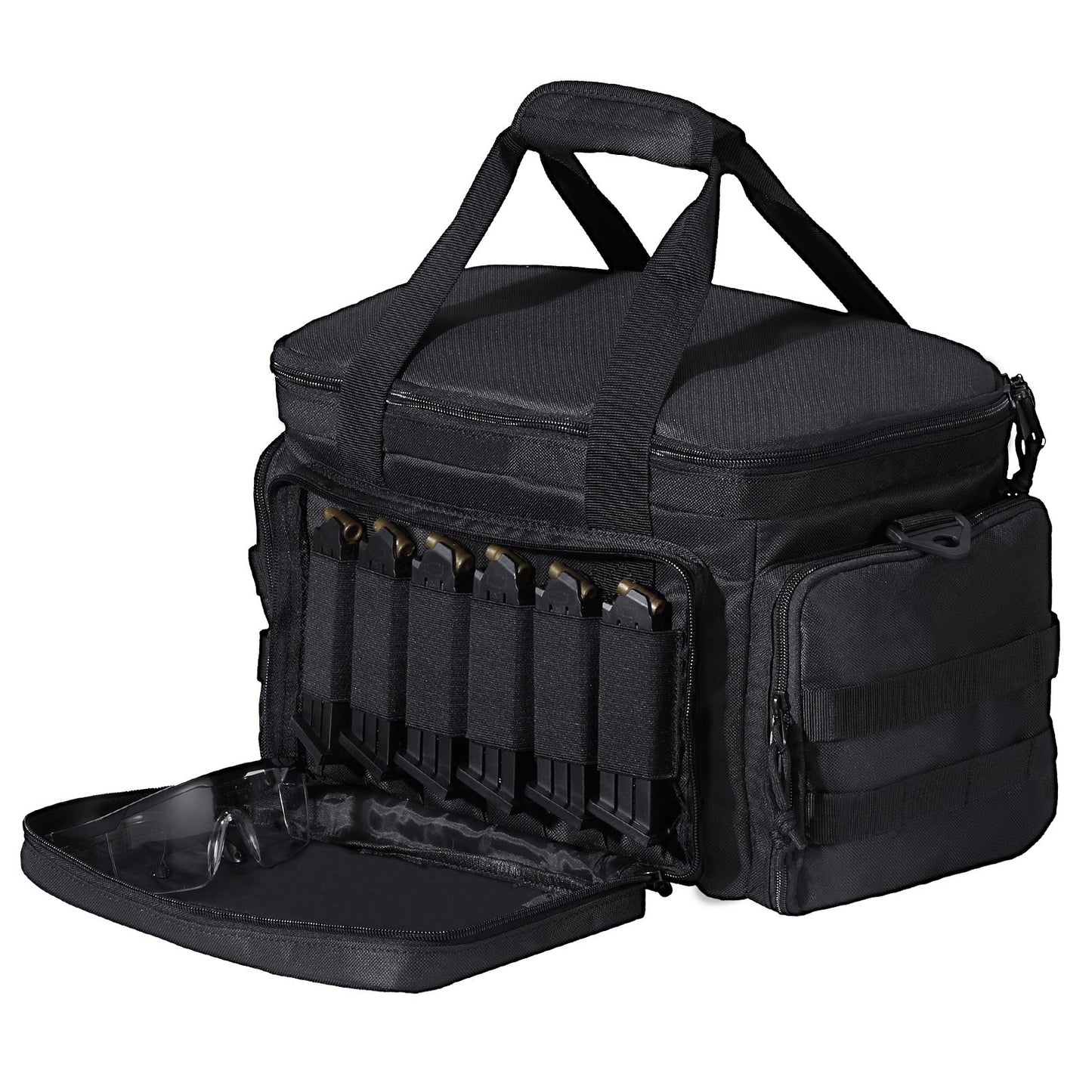 Range Bag für 4 Pistolen Tactical Gun Range Bag Einzelner Schulterstreifen Schwarz