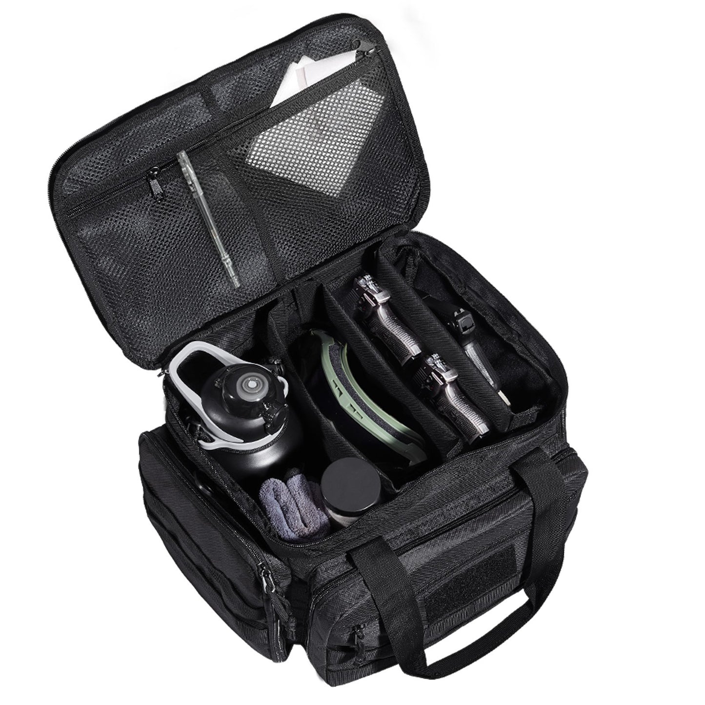 Range Bag für 4 Pistolen Tactical Gun Range Bag Einzelner Schulterstreifen Schwarz