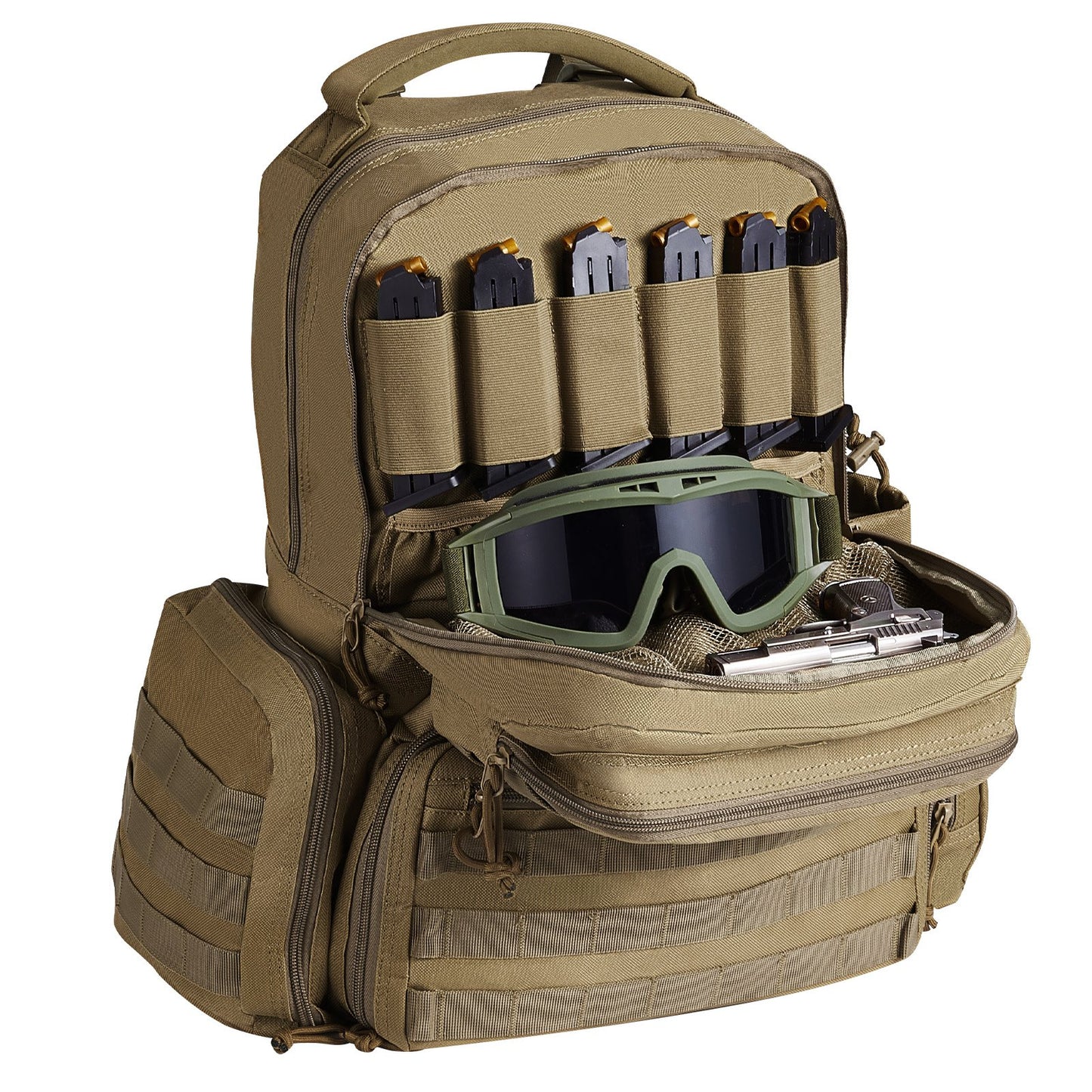 Tactical Range Rucksack für 6 Pistolen Gun Backpack Braun