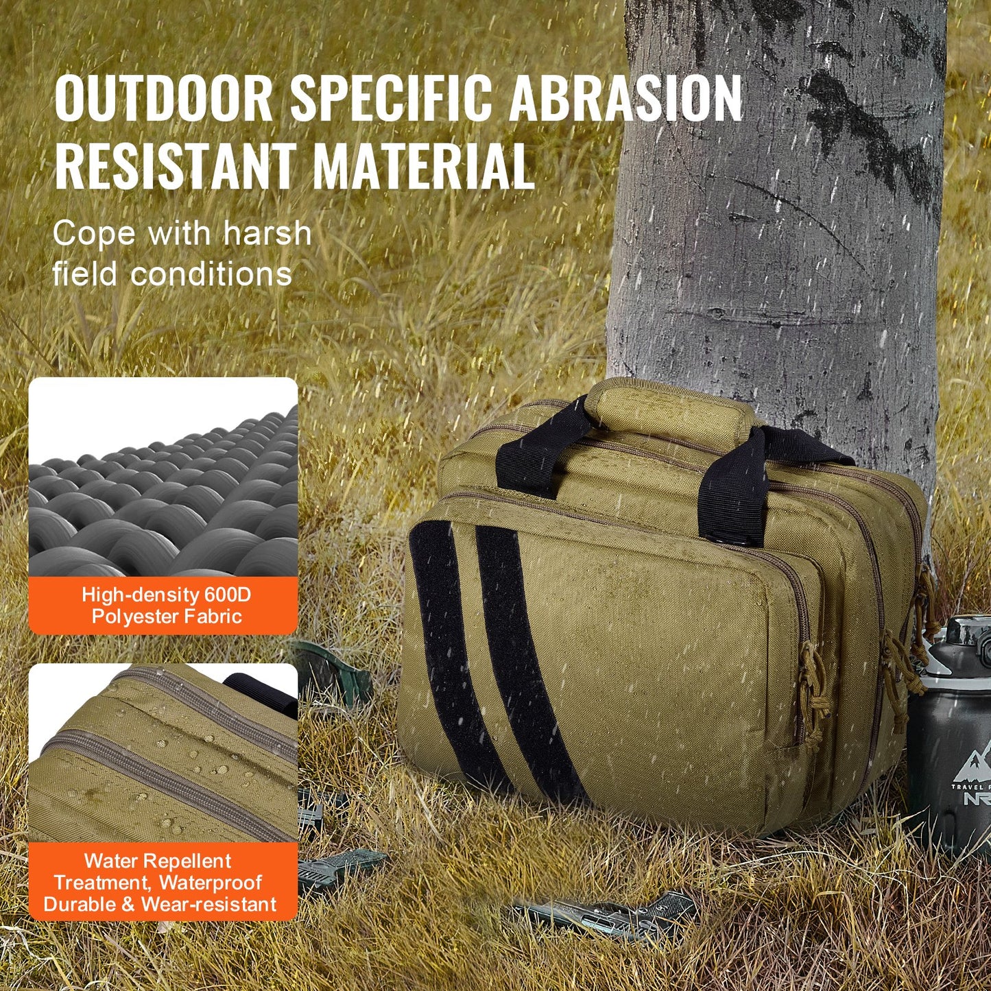 Range Bag für 2 Pistolen Taktische Waffentasche 2 integrierte Pistolentaschen Braun