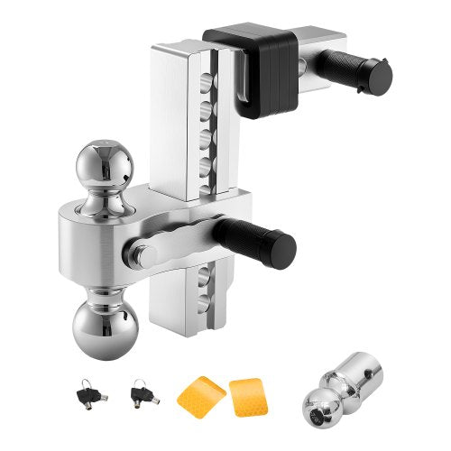Adjustable Trailer Hitch, 8-Inch Drop Hitch, Tri-Ball Mount for 2-Inch Hitch Receiver, Trailer Ball Size 1-7/8", 2" and 2-5/16", Max 15000 lbs Ball Hitch, Towing Hitch for RVs, ATVs, and Trucks