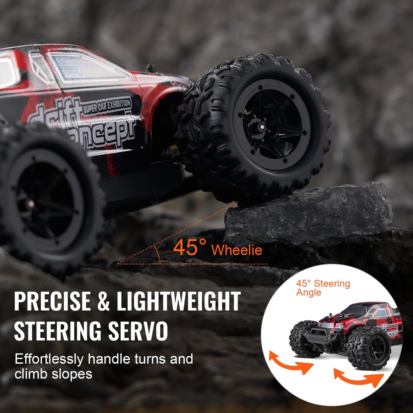 Remote Control Car 1:18 Scale Kids RC Car All Terrain 4WD Off-Road Vehicle