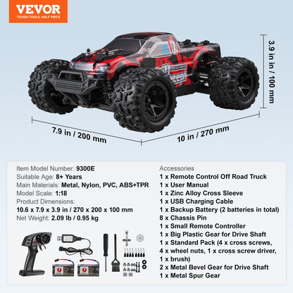 Remote Control Car 1:18 Scale Kids RC Car All Terrain 4WD Off-Road Vehicle