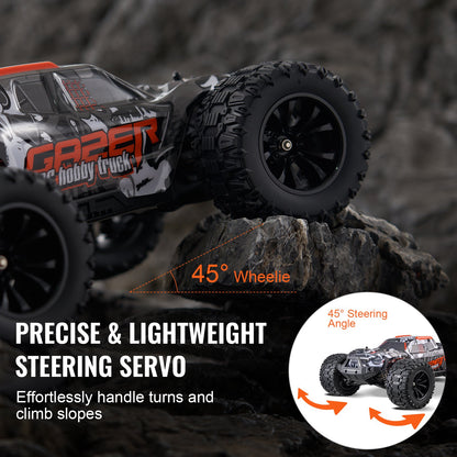 Remote Control Car, 1:14 Scale RC Car for Kids, All Terrain 4WD Off-Road Monster Truck with 45° Wheelie & 2 Batteries, 38 km/h High Speed Hobby Racing Car - Ideal Gift for 8+ Years Kids