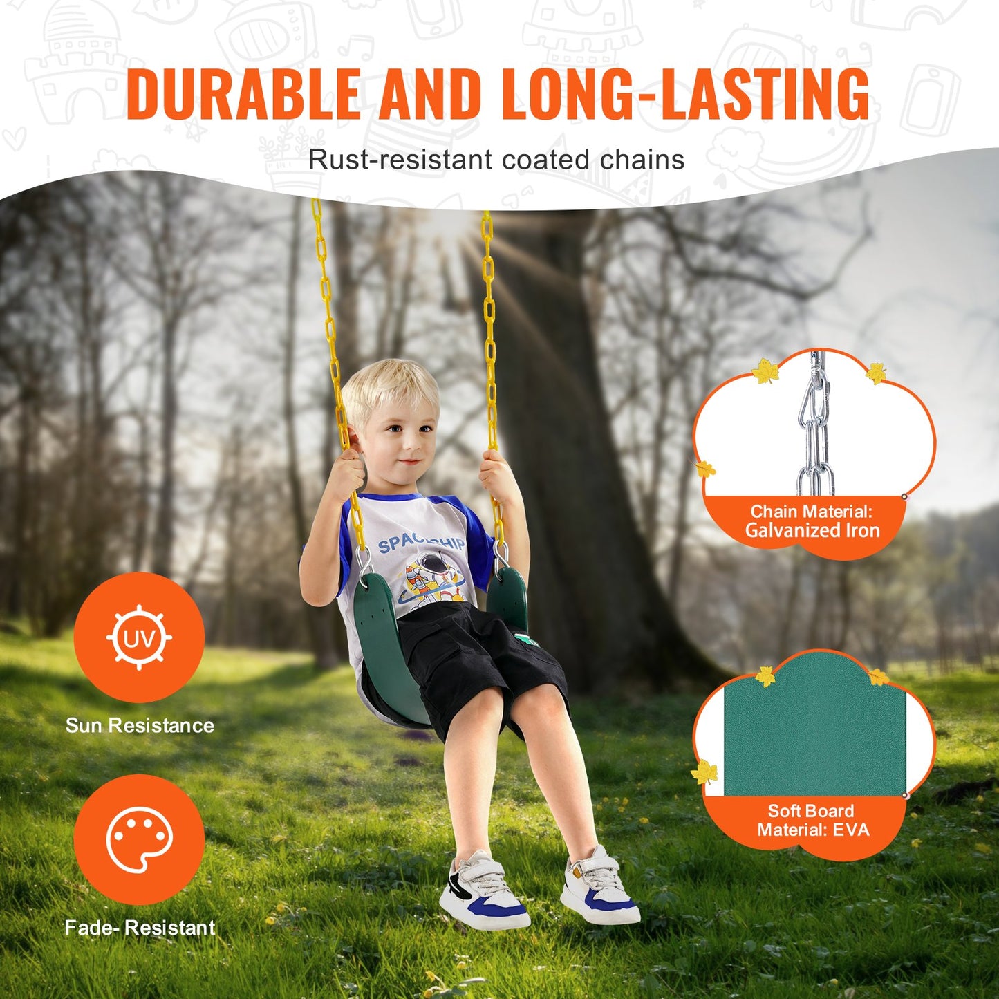 2-pack rocking chairs Swing replacement for outdoor swing set 66 inch chain