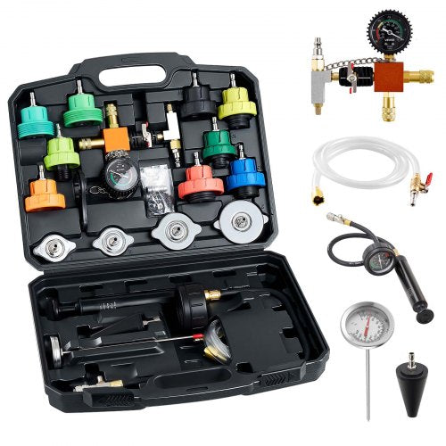 Coolant Pressure Tester Kit, 28Pcs Radiator Vacuum Refill Kit with 4 Adapters, Universal Fit, Automotive Cooling System Pressure Tester Kit, with Pressure Pump & Aluminum Alloy Purge Filler