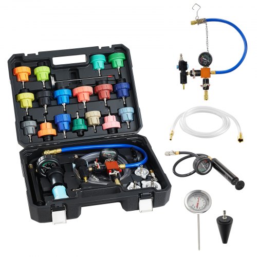Coolant Pressure Tester Kit, 47Pcs Radiator Vacuum Refill Kit with 3 Metal Adapters, Universal Fit, Automotive Cooling System Pressure Tester Tool, with Pressures Pump & Aluminum-Plastic Filler