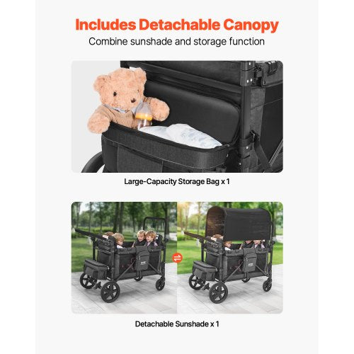 4-Kinder-Push-Pull-Quad-Klappkinderwagen für Camping | EU
