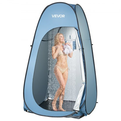 Pop up Shower Tent, Instant Portable Privacy Tent Changing Room with Hanging Bag, Ground Stakes, Ropes, Carry Bag, 190T Polyester with Silver Coating, Quick Setup, for Camping, Beach, Fishing