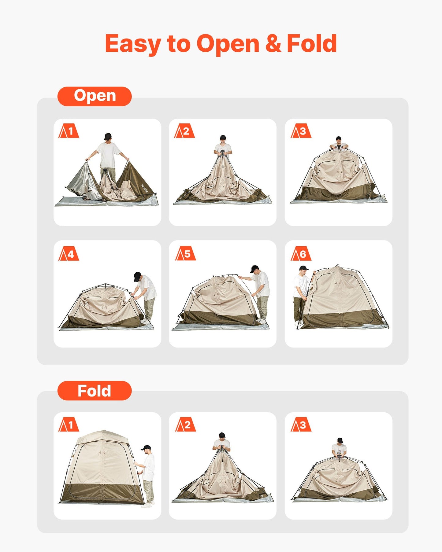 Camping Shower Tent, 2-Room Foldable Privacy Tent Changing Room with Ground Stakes, Ropes, Carry Bag, and Crossbar, 150D Oxford Fabric with Silver Coating, for Camping, Beach, and Fishing