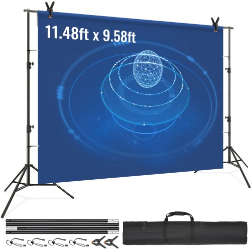 12 x 10 ft Heavy Duty Backdrop Stand, Height Adjustable Photography Backdrop Stand, Background Support System with 6 Clamps and A Carry Bag, for Party, Wedding, Display, Photo