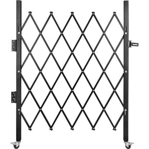 Single Folding Security Gate, 5\' H x 5-1/2\' W Folding Door Gate, Steel Accordion Security Gate, Flexible Expanding Security Gate, 360° Rolling Barricade Gate, Scissor Gate/Door with Padlock