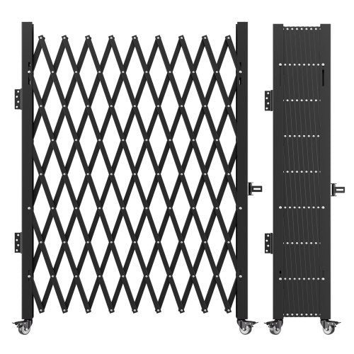 Single Folding Security Gate, 6-1/2\' H x 7-1/2\' W Folding Door Gate, Steel Accordion Security Gate, Flexible Expanding Security Gate, 360° Rolling Barricade Gate, Scissor Gate/Door with Padloc