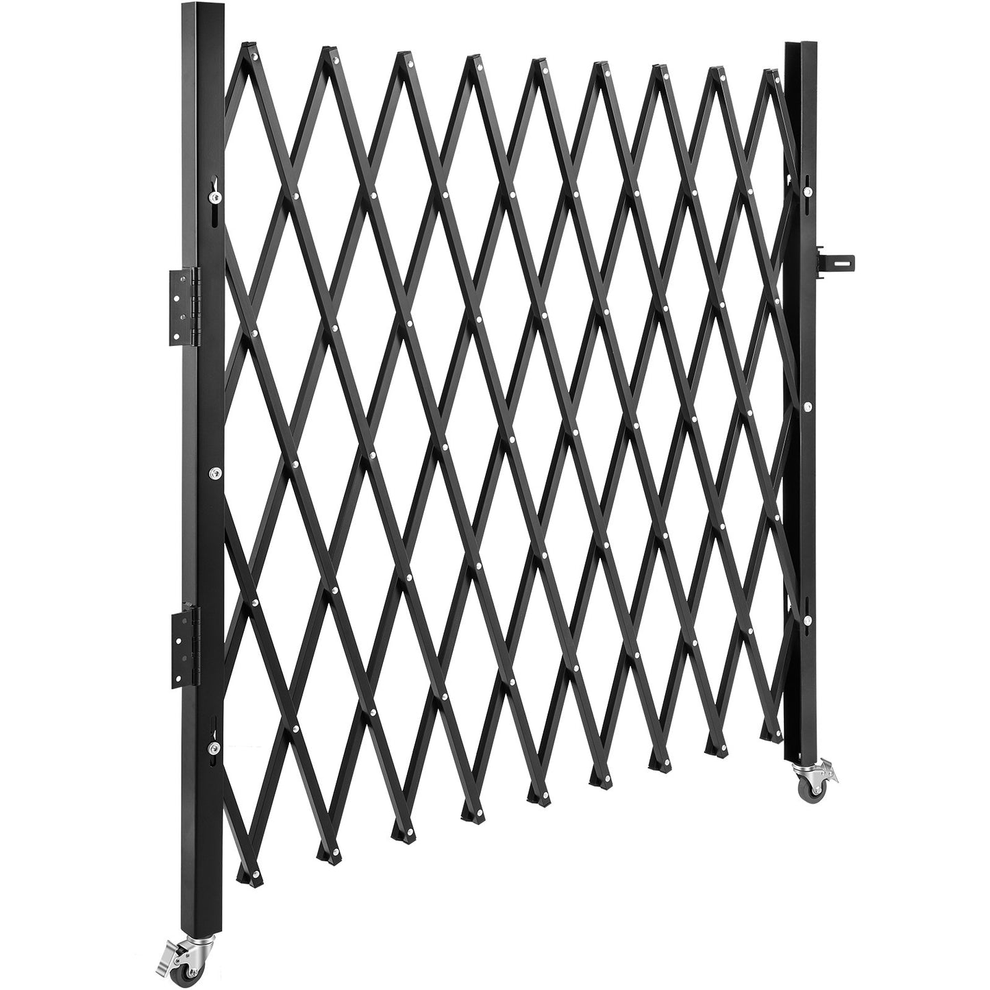 Single Folding Security Gate, 6-1/2' H x 7-1/2' W Folding Door Gate, Steel Accordion Security Gate, Flexible Expanding Security Gate, 360° Rolling Barricade Gate, Scissor Gate/Door with Padlock