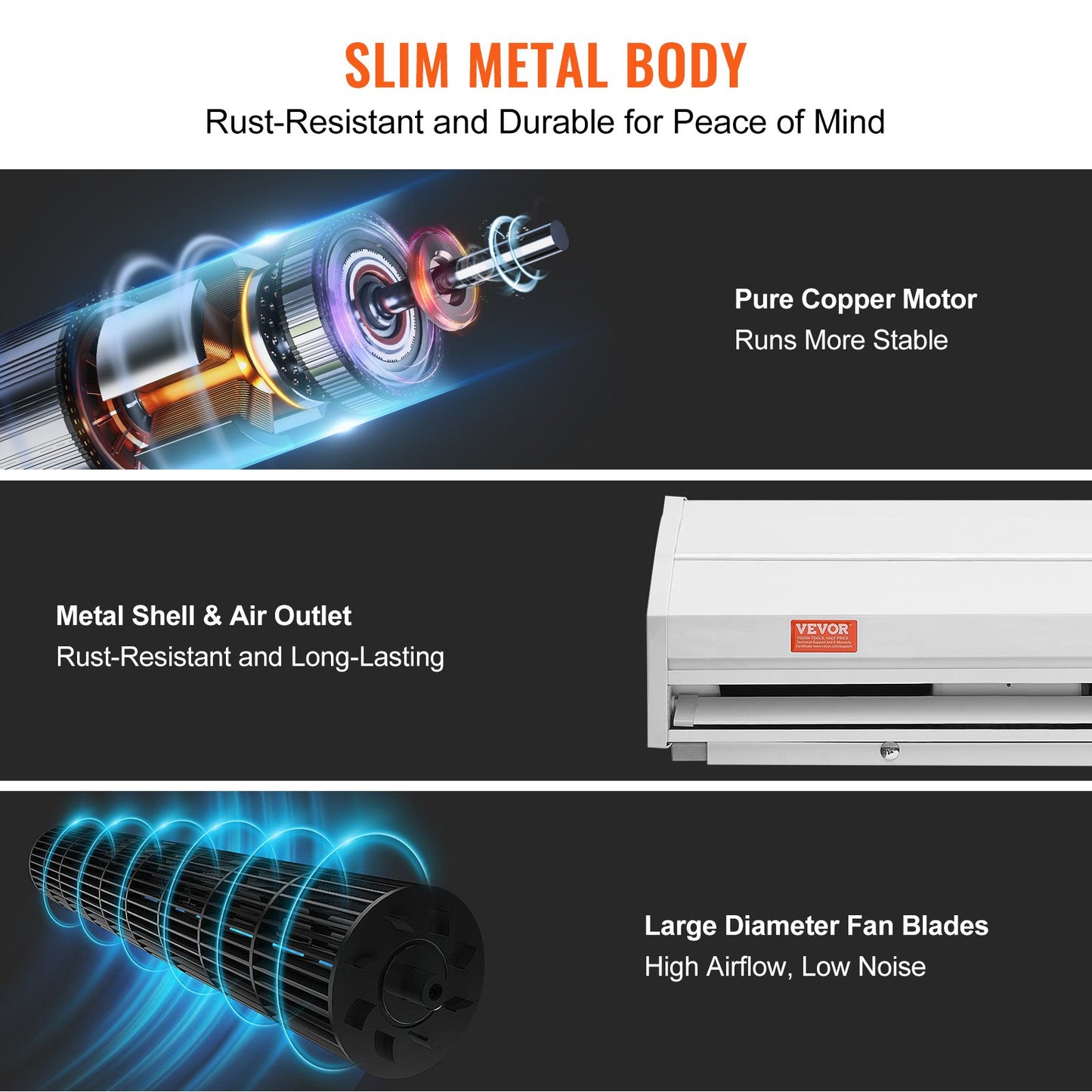 0.9m Commercial Indoor Air Curtain Super Power 2 Speeds 1528m³/h, UL Certified Wall Mounted Air Curtains for Doors, Indoor Over Door Fan with Heavy Duty Limit Switch, Easy Install Unheated