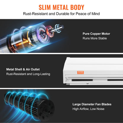 1.5m Commercial Indoor Air Curtain Super Power 2 Speeds 2547m³/h, UL Certified Wall Mounted Air Curtains for Doors, Indoor Over Door Fan with Heavy Duty Limit Switch, Single Install Unheated